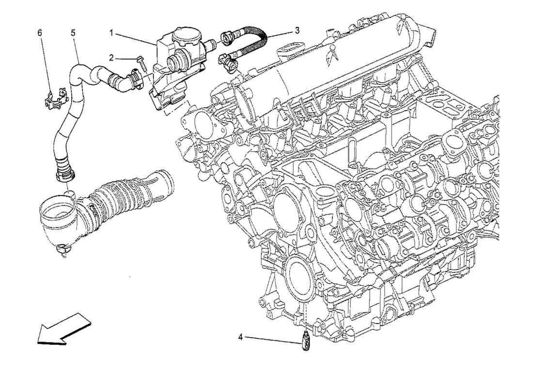 maserati qtp. v8 3.8 530bhp 2014 schéma des pièces du système de recirculation des vapeurs d'huile