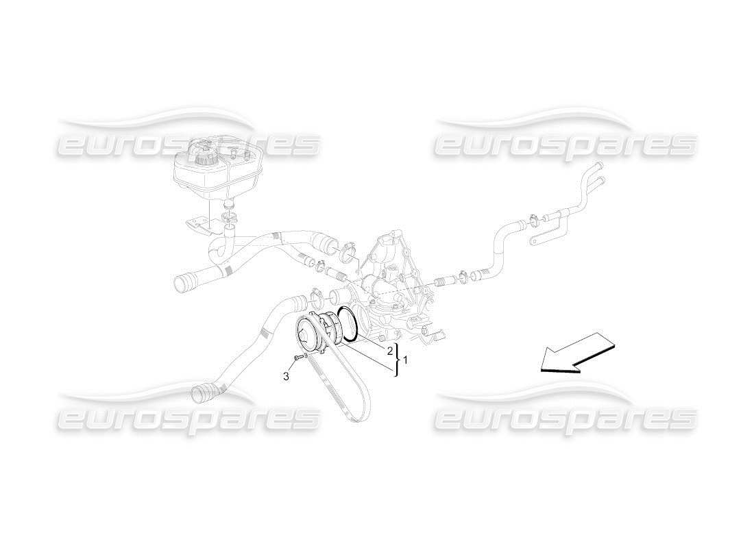 maserati qtp. (2010) 4.2 auto système de refroidissement : diagramme de pièces de la pompe à eau