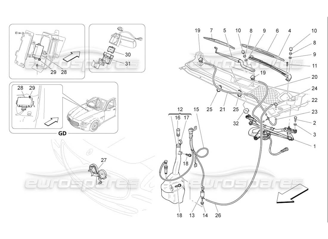 maserati qtp. (2007) 4.2 f1 appareils externes du véhicule schéma des pièces