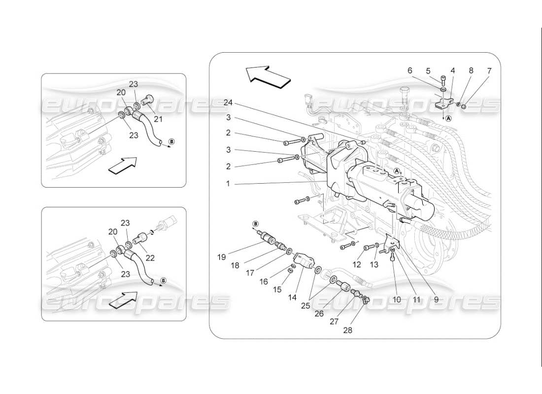 maserati qtp. (2007) 4.2 f1 pièces hydrauliques d'actionnement pour f1 diagramme de pièce de boîte de vitesses