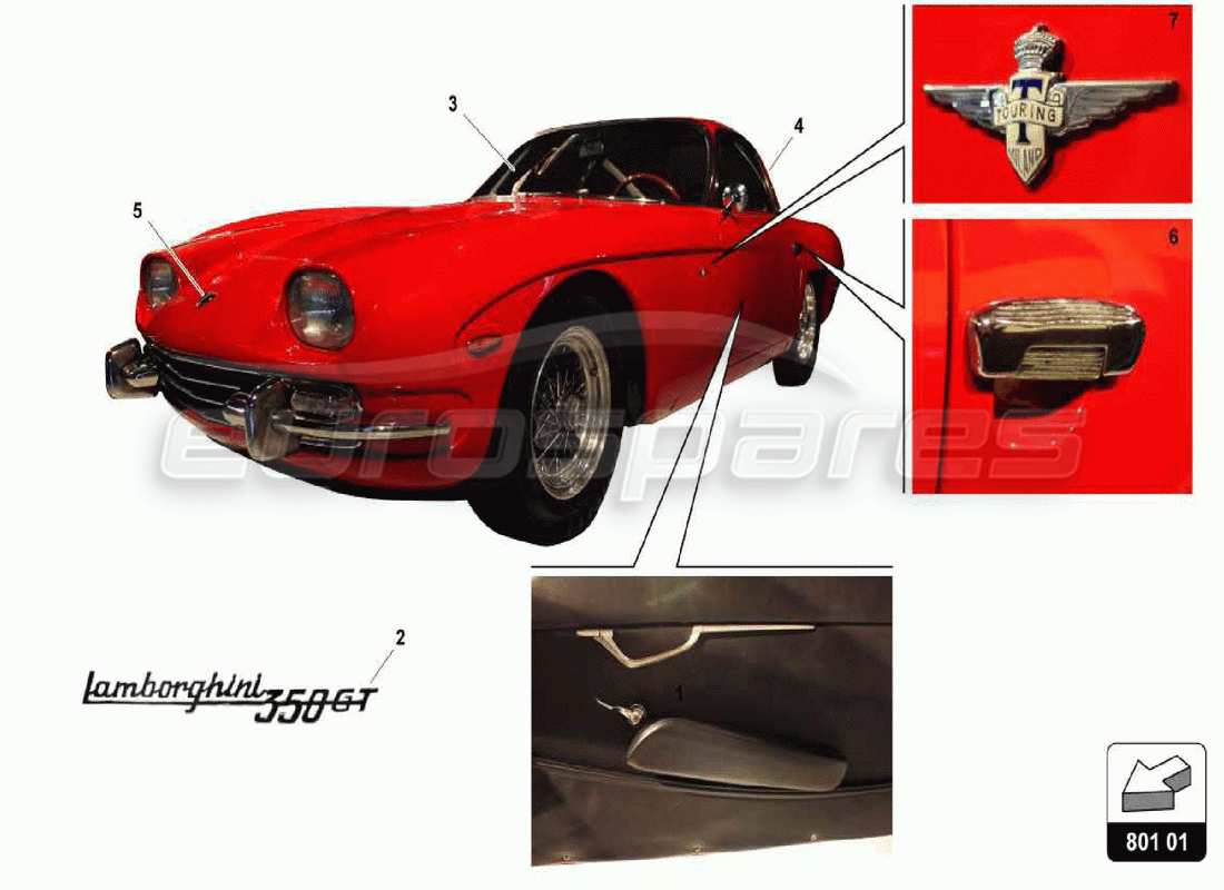 lamborghini 350 gt diagramme des pièces du corps