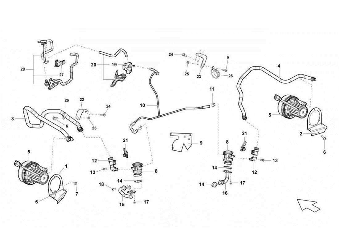 lamborghini gallardo lp560-4s update système d'air secondaire schéma des pièces