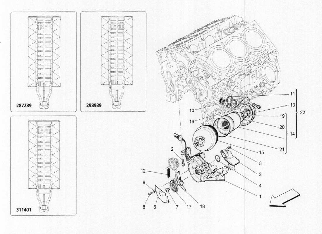 maserati qtp. v6 3.0 bt 410bhp 2015 schéma des pièces du système de lubrification
