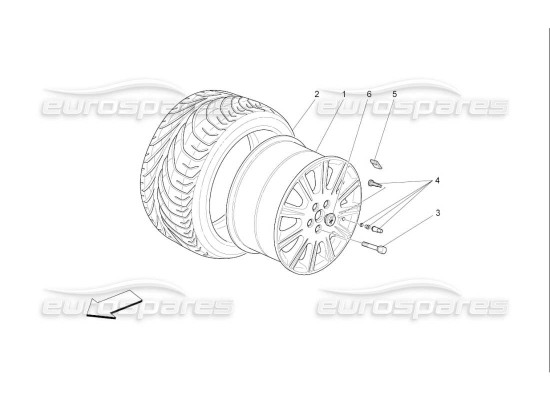 maserati qtp. (2007) 4.2 f1 schéma des pièces des roues et des pneus