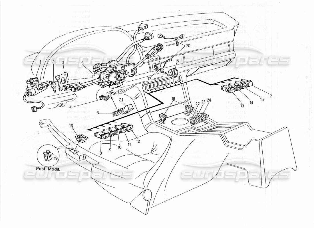maserati 228 commutateurs et direction schéma des pièces