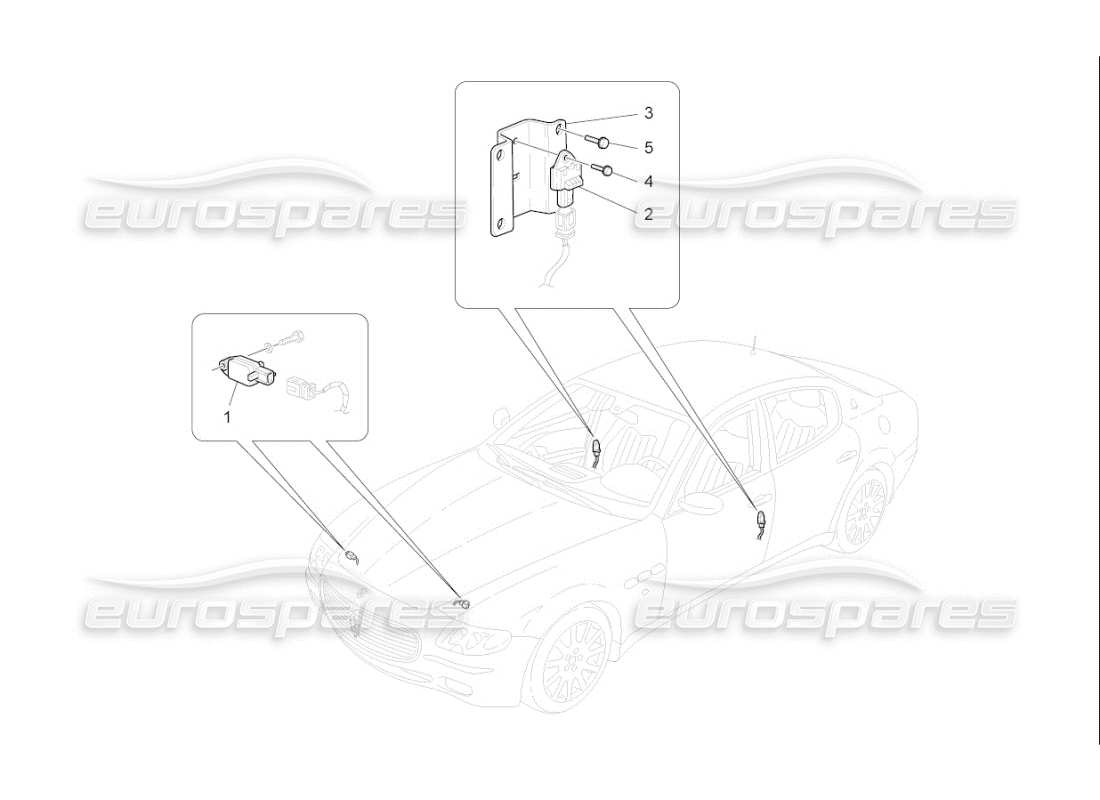 maserati qtp. (2007) 4.2 f1 diagramme des pièces des capteurs de collision