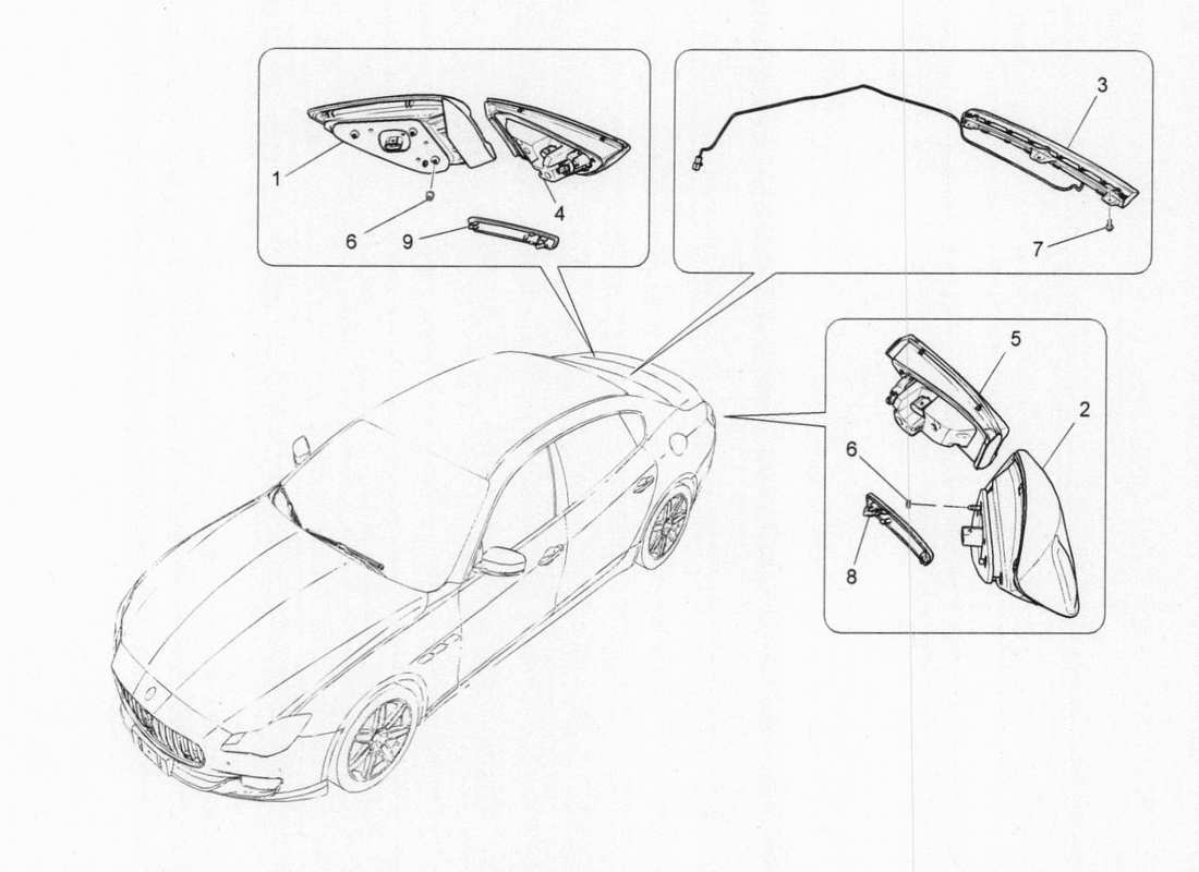 maserati qtp. v6 3.0 bt 410bhp 2015 diagramme des pièces des groupes de feux arrière