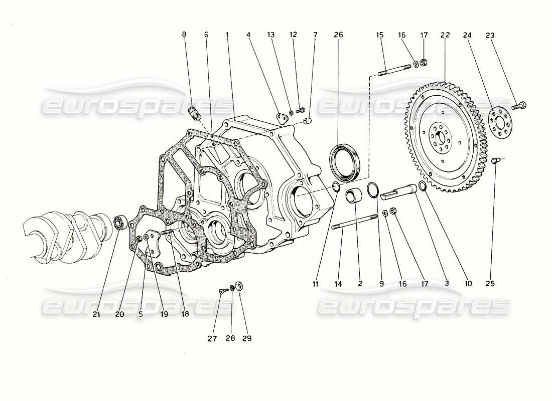 ferrari 308 gt4 dino (1976) entretoise de volant moteur et de carter d'embrayage schéma des pièces