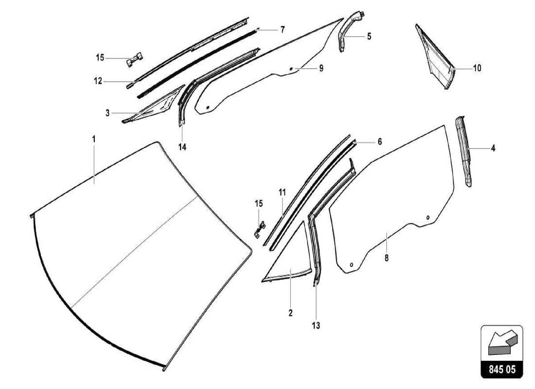 lamborghini centenario spider lunettes de fenêtre schéma des pièces