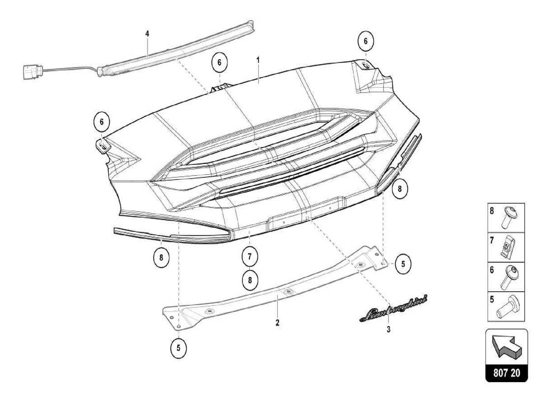 lamborghini centenario spider plaque de rangement pour pare-chocs schéma des pièces