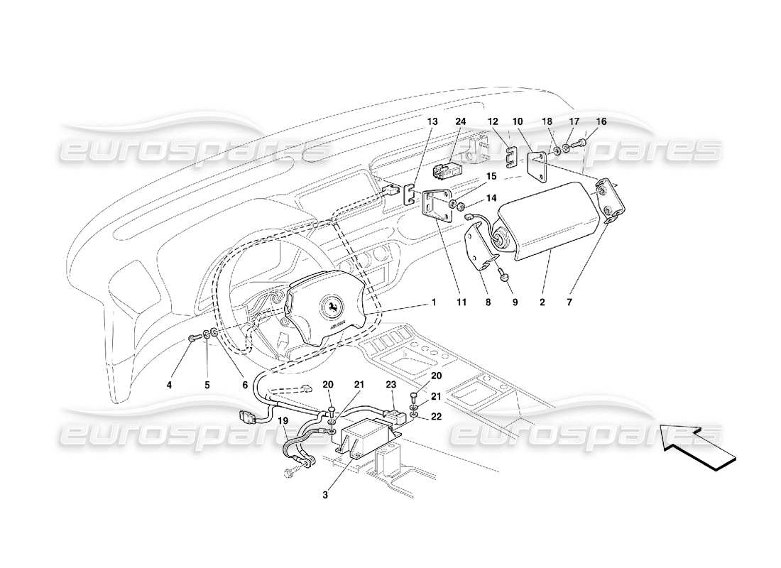 ferrari 355 (5.2 motronic) schéma des pièces des airbags