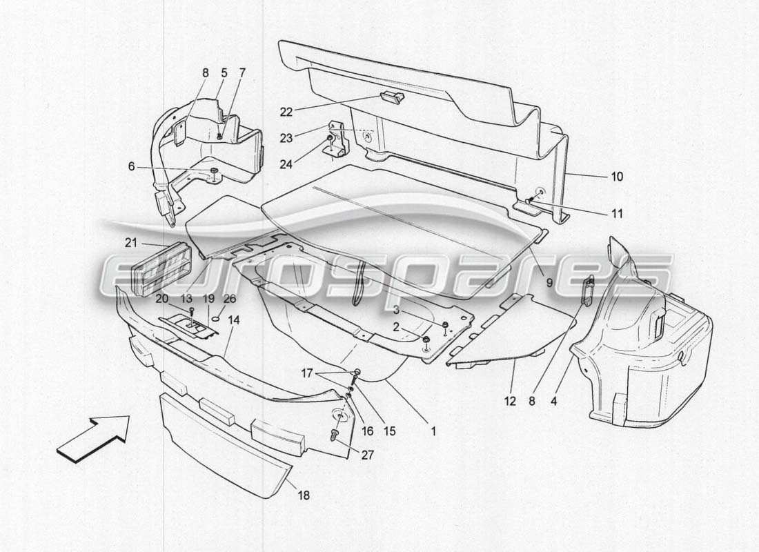 maserati grancabrio mc centenario trunk carpets part diagram