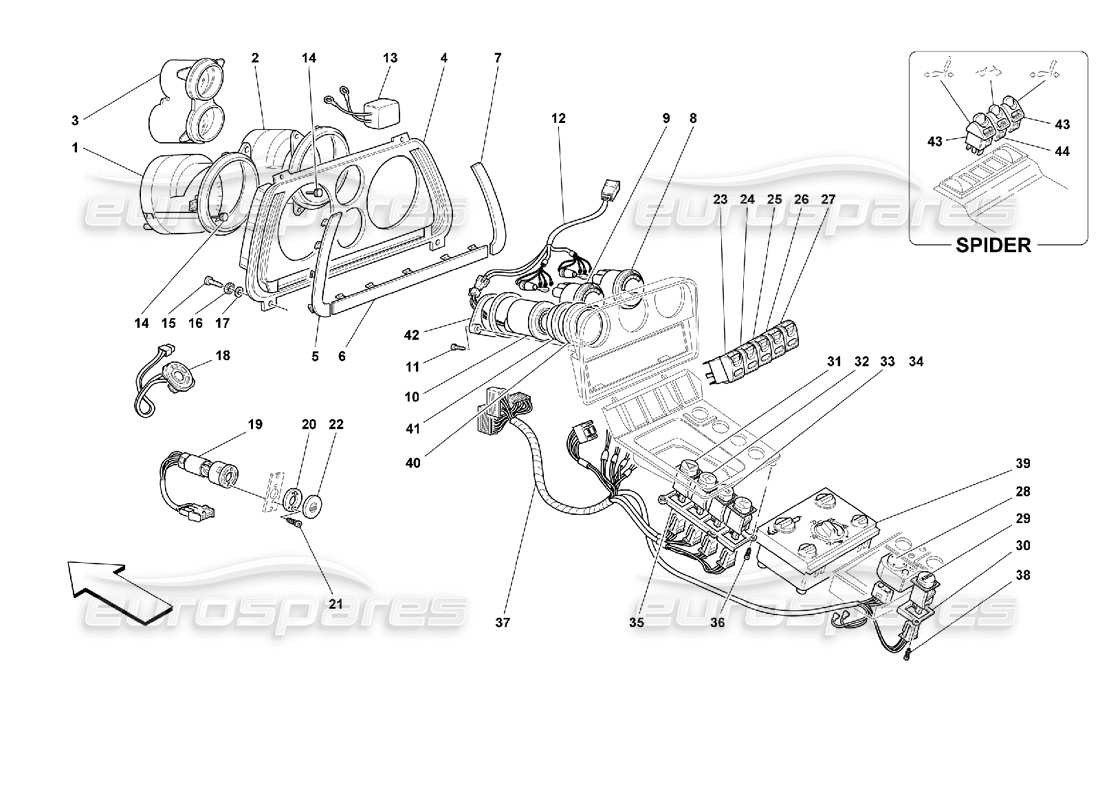 ferrari 355 (2.7 motronic) instruments schéma des pièces
