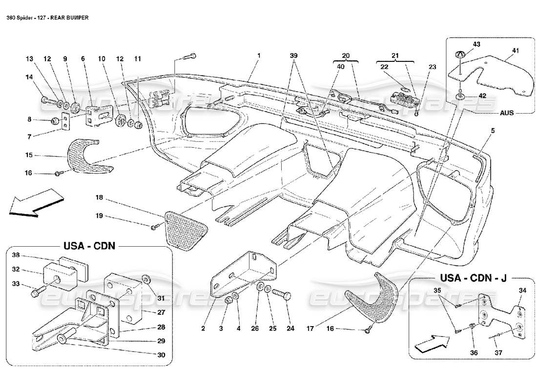 ferrari 360 spider pare-chocs arrière schéma des pièces