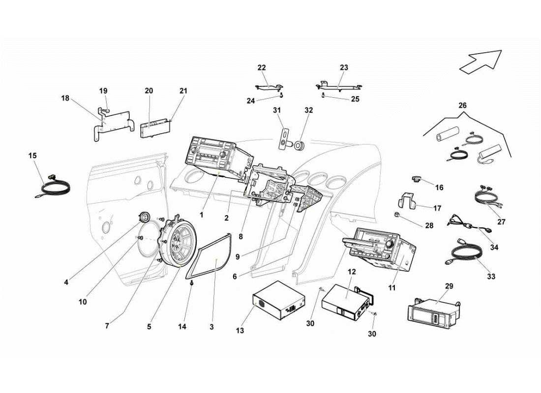 lamborghini gallardo sts ii sc schéma des pièces du système hi-fi
