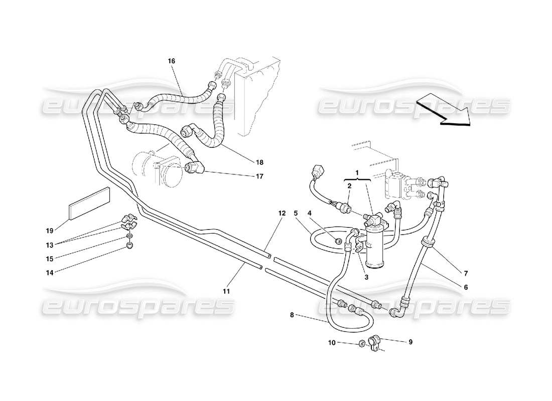 ferrari 355 (5.2 motronic) schéma des pièces du système de climatisation