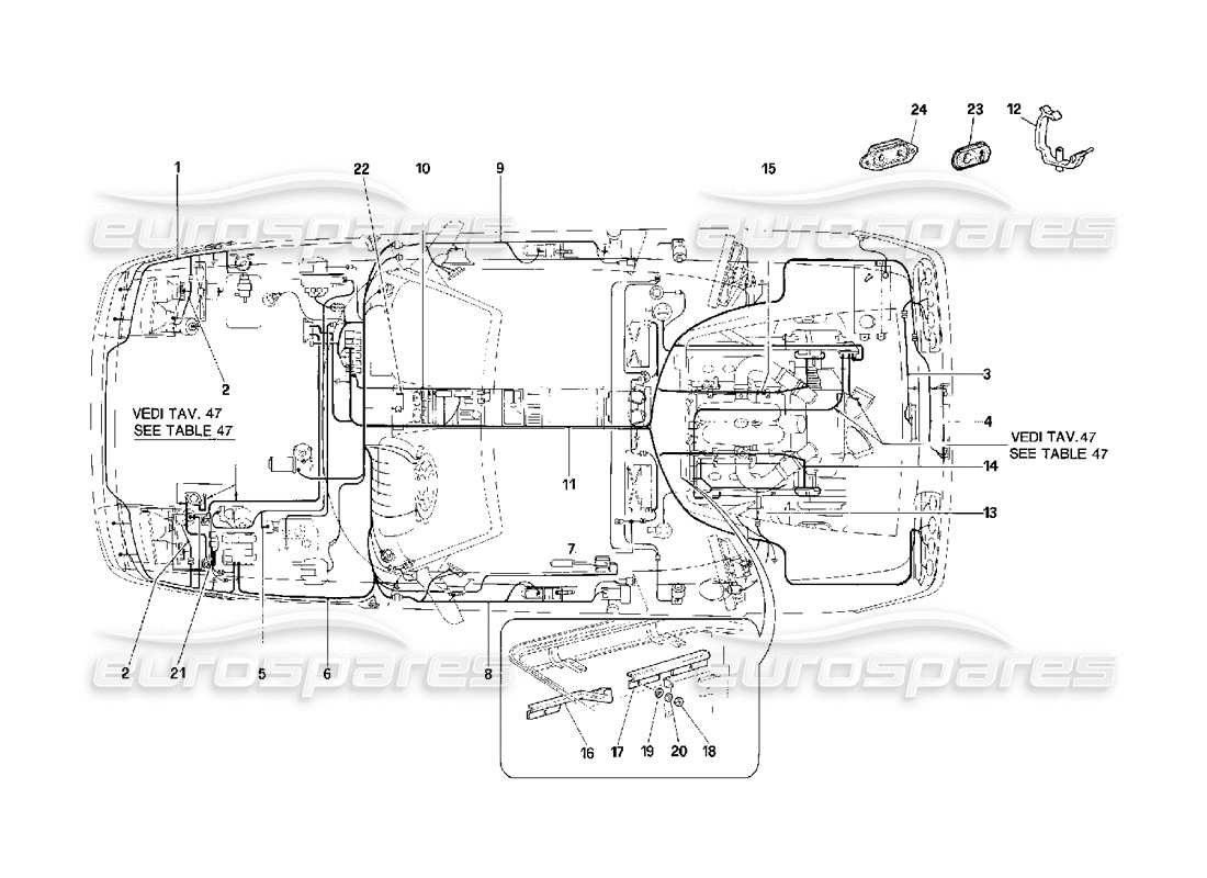 ferrari 348 (2.7 motronic) système électrique schéma des pièces