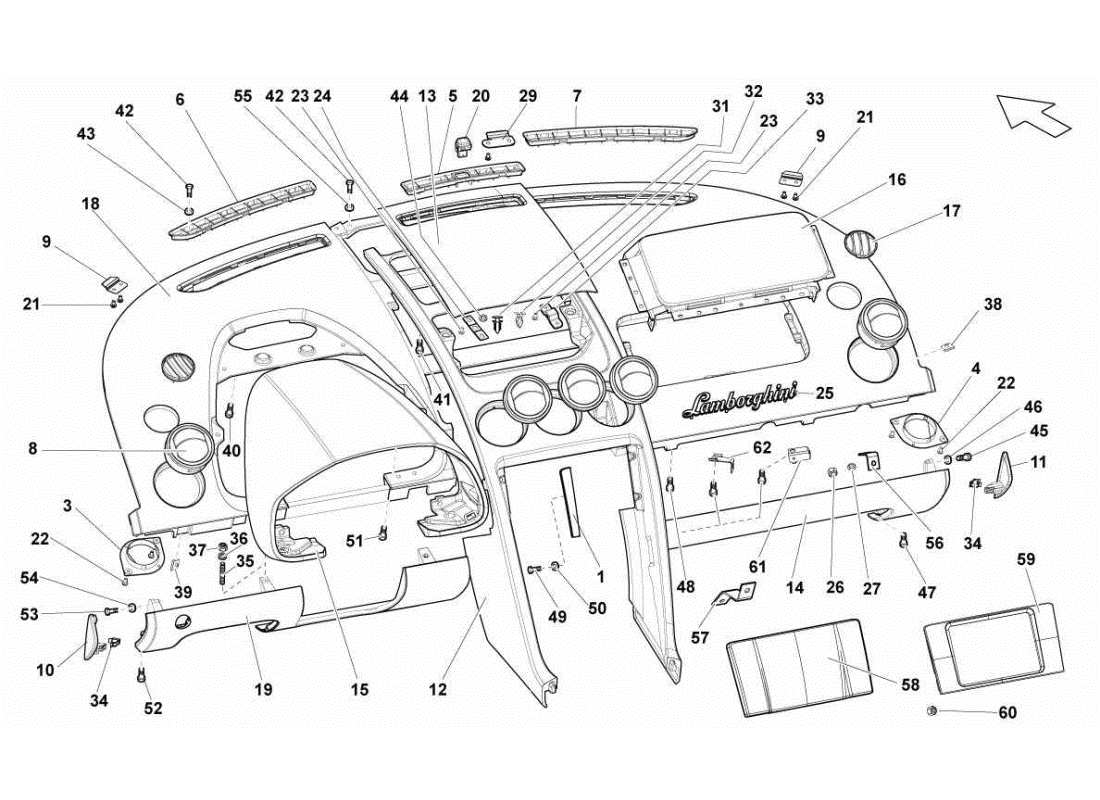 lamborghini gallardo sts ii sc tableau de bord schéma des pièces