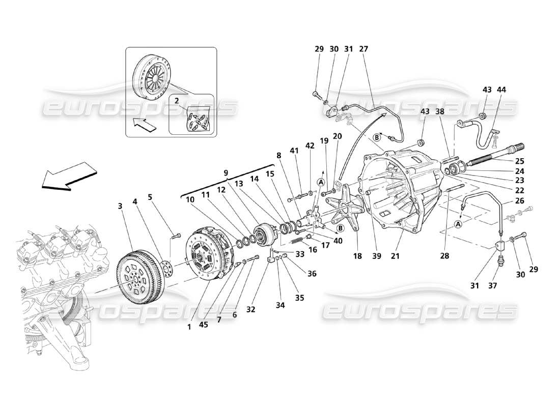 maserati qtp. (2003) 4.2 disque d'embrayage et boîtier pour f1 boîte de vitesses schéma des pièces