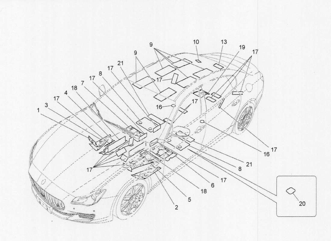 maserati qtp. v6 3.0 tds 275bhp 2017 schéma des pièces d'isolation phonique