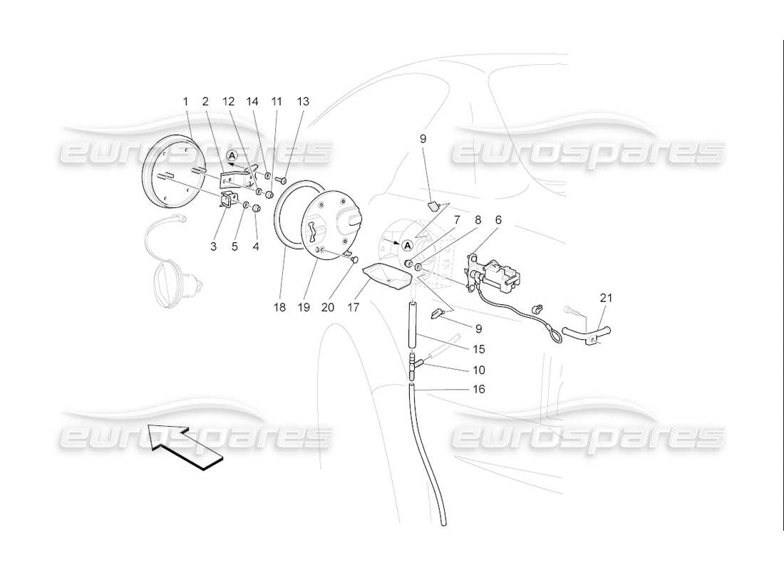 maserati qtp. (2006) 4.2 f1 schéma des pièces de la porte et des commandes du réservoir de carburant