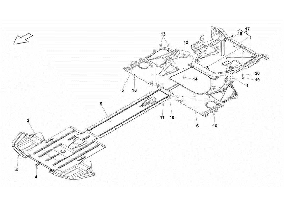 lamborghini gallardo sts ii sc schéma des pièces des panneaux de plancher de cadre