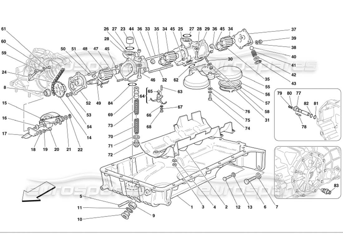 ferrari 360 modena pompes et carter d'huile schéma des pièces