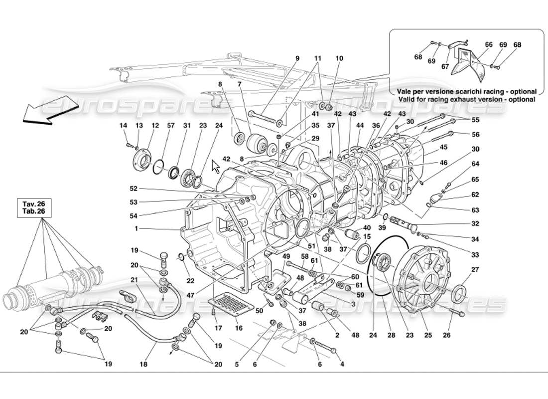 ferrari 360 modena schéma des pièces des couvercles de boîte de vitesses