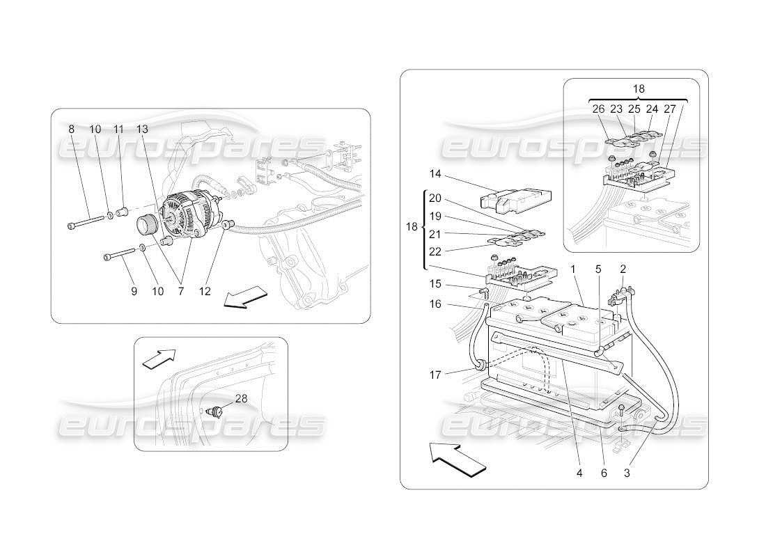 maserati qtp. (2011) 4.7 auto diagramme des pièces de production et d'accumulation d'énergie