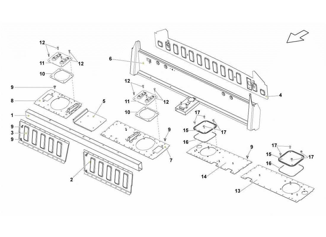 lamborghini gallardo sts ii sc diagramme des pièces des éléments du cadre central