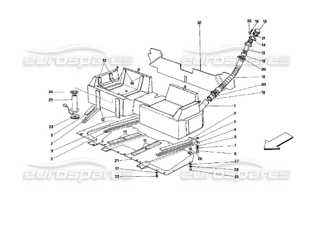 ferrari mondial 3.4 t coupe/cabrio réservoir de carburant - cabriolet - pour voitures avec catalyseurs et de - catalyseurs schéma des pièces