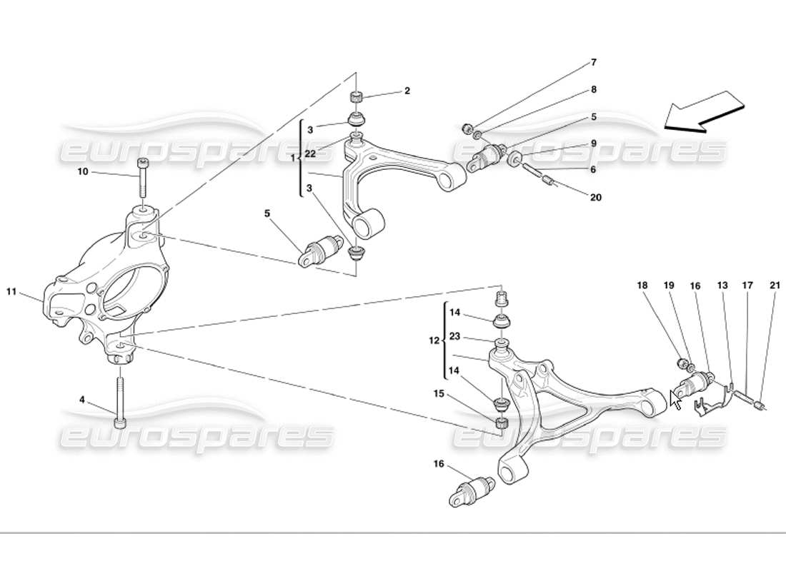 ferrari 360 modena triangles de suspension avant schéma des pièces
