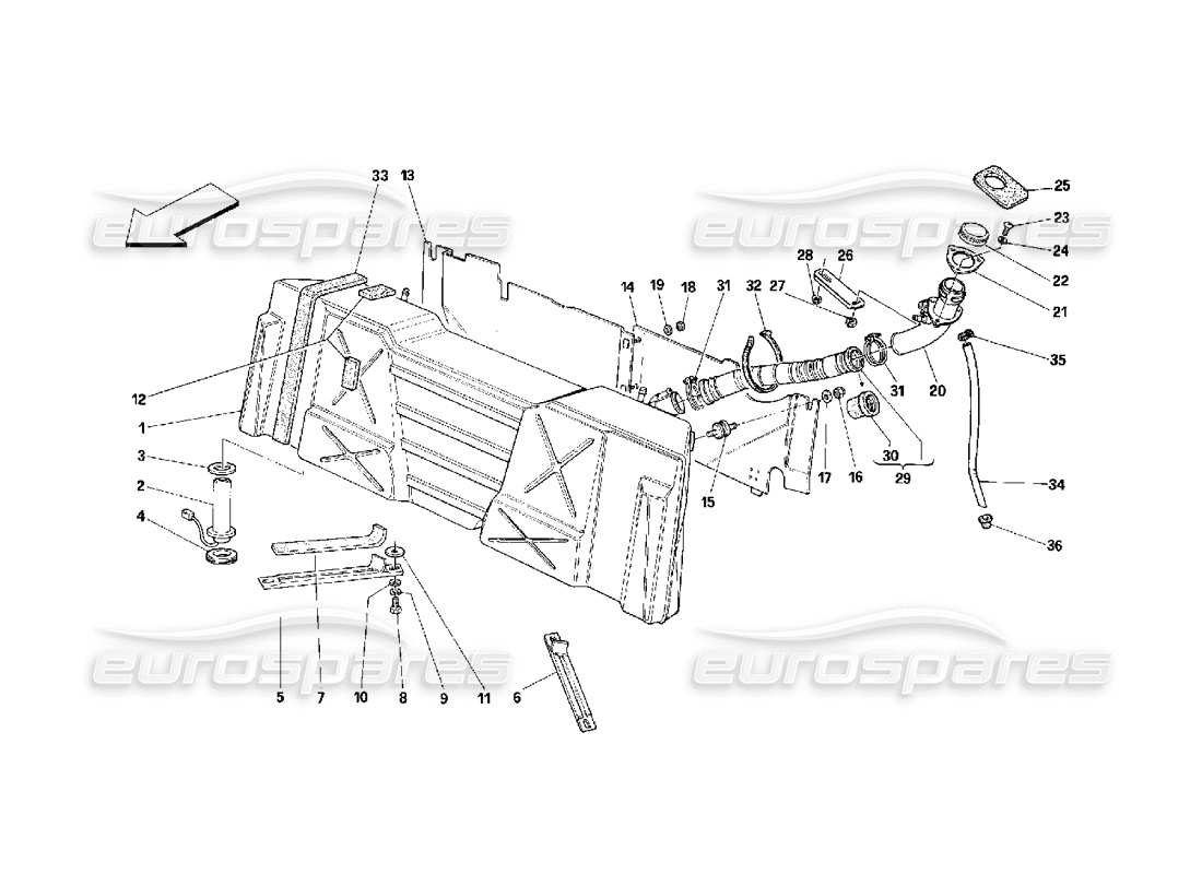 ferrari 348 (2.7 motronic) réservoir de carburant schéma des pièces