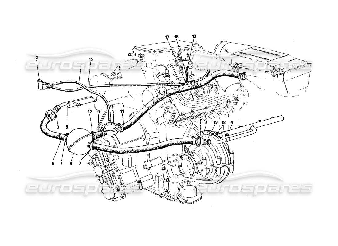 ferrari 328 (1985) injection d'air (pour la version ch) schéma des pièces