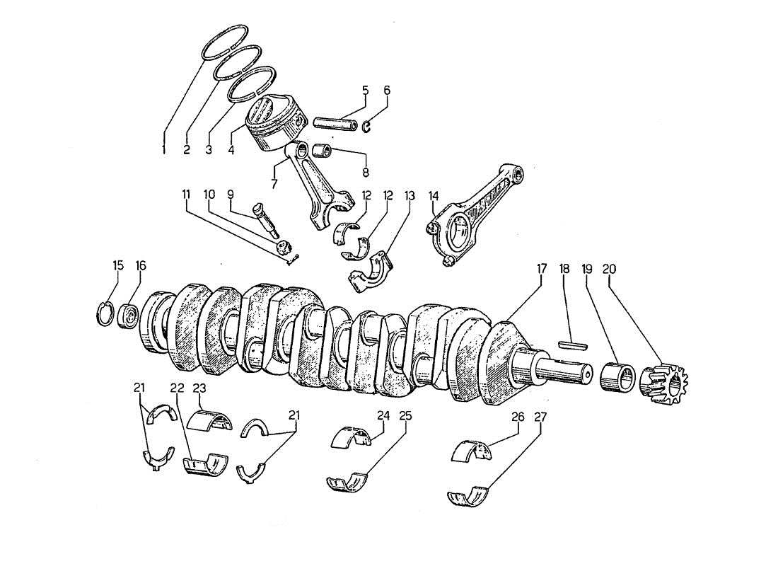 lamborghini jarama mécanismes à manivelle et vilebrequin schéma des pièces