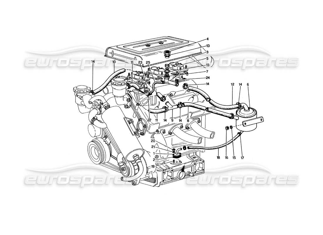 ferrari 246 dino (1975) diagramme des pièces du système blow-by