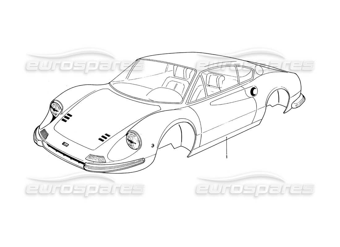 ferrari 246 dino (1975) coque du corps schéma des pièces