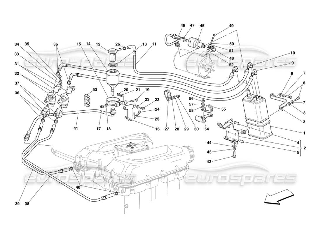 ferrari 360 challenge stradale dispositif anti-évaporation schéma des pièces