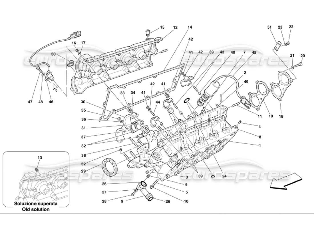 ferrari 360 modena schéma des pièces de la culasse droite
