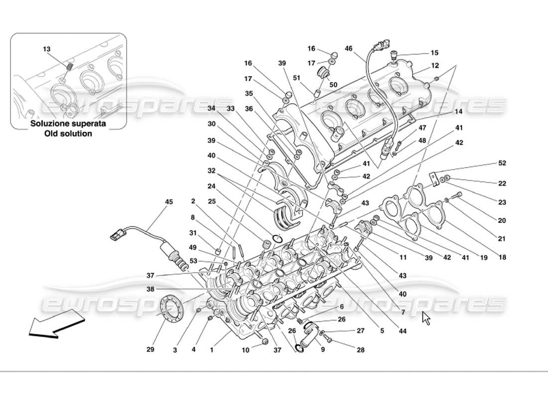 ferrari 360 modena schéma des pièces de la culasse gauche