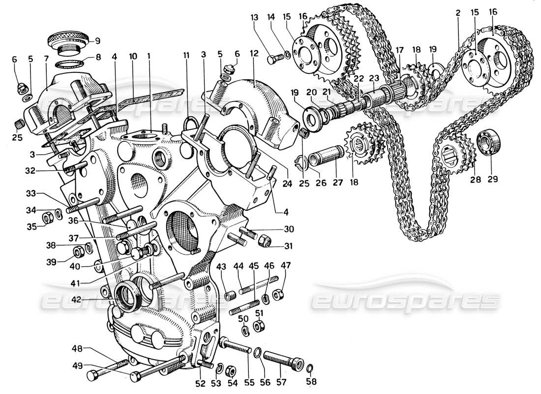 ferrari 330 gtc coupe synchronisation - diagramme des pièces de commandes