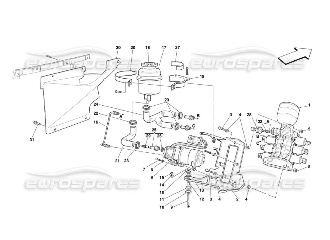 ferrari 360 challenge stradale unité de puissance et réservoir schéma des pièces