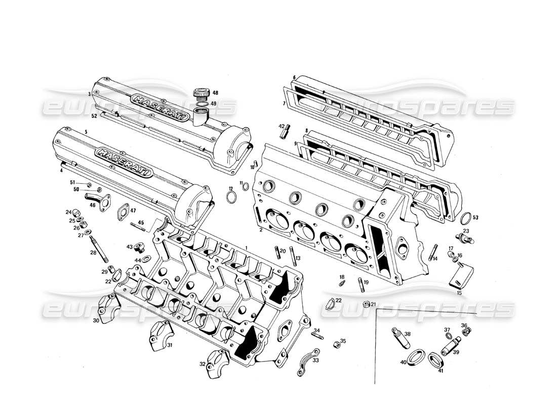 maserati qtp.v8 4.9 (s3) 1979 culasses cylindriques schéma des pièces