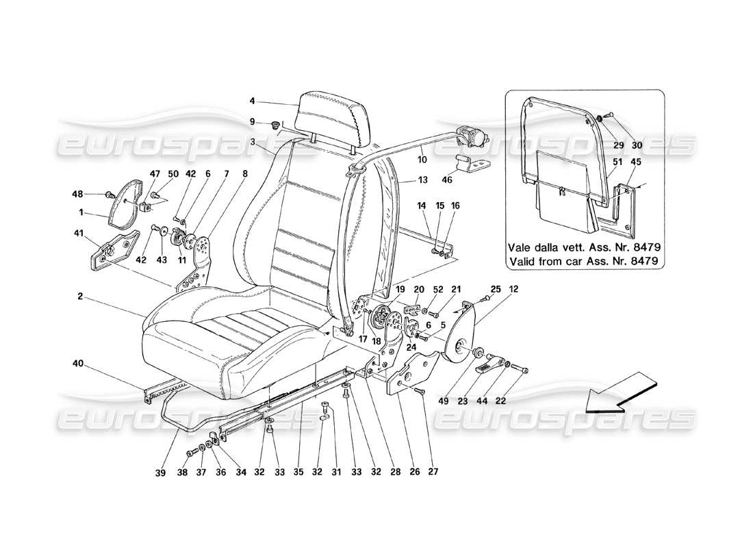 ferrari 348 (1993) tb / ts sièges et ceintures de sécurité schéma des pièces