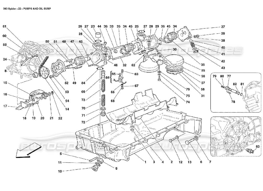 ferrari 360 spider pompes et carter d'huile schéma des pièces
