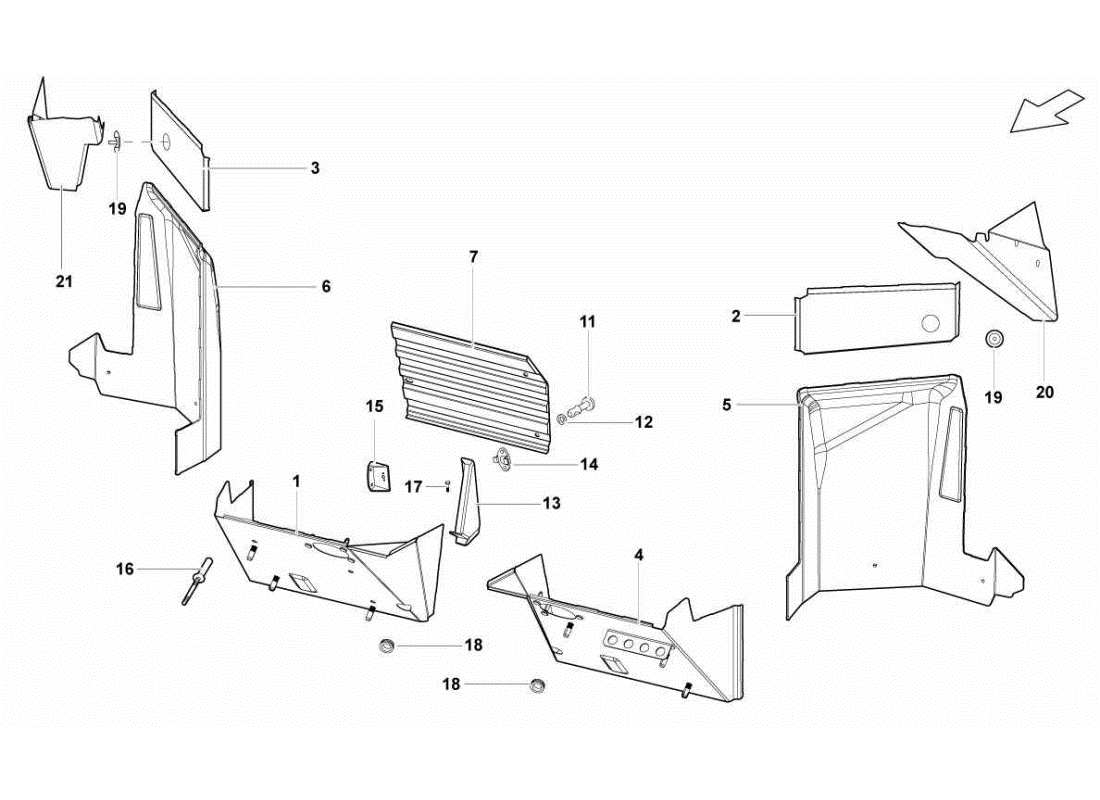 lamborghini gallardo sts ii sc diagramme des pièces des éléments du cadre central
