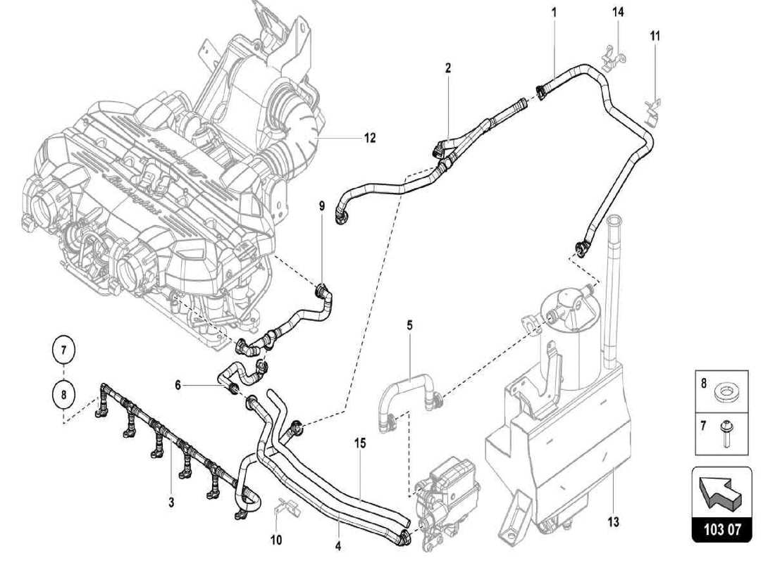lamborghini centenario spider moteur - ventilation pour couvercle de culasse - schéma des pièces