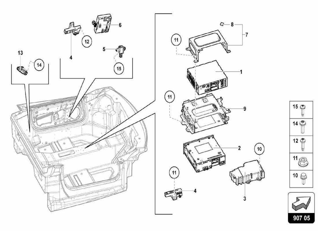 lamborghini centenario spider schéma des pièces des unités de commande électroniques