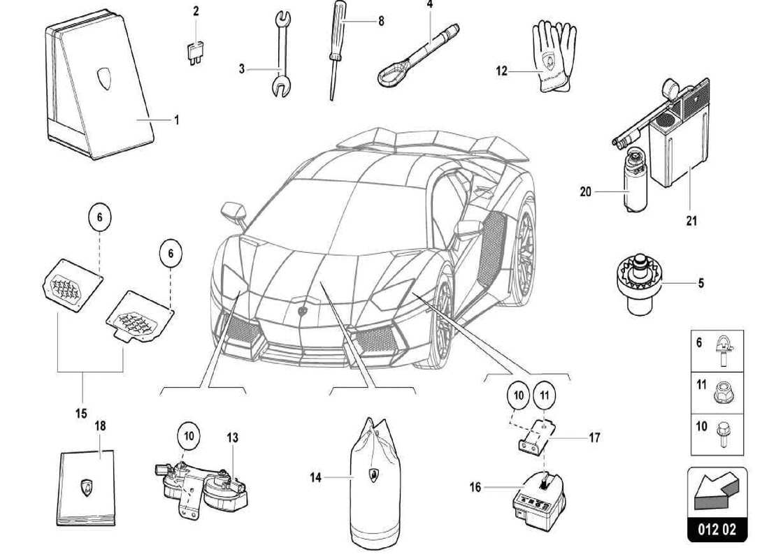 lamborghini centenario spider diagramme des pièces d'outils