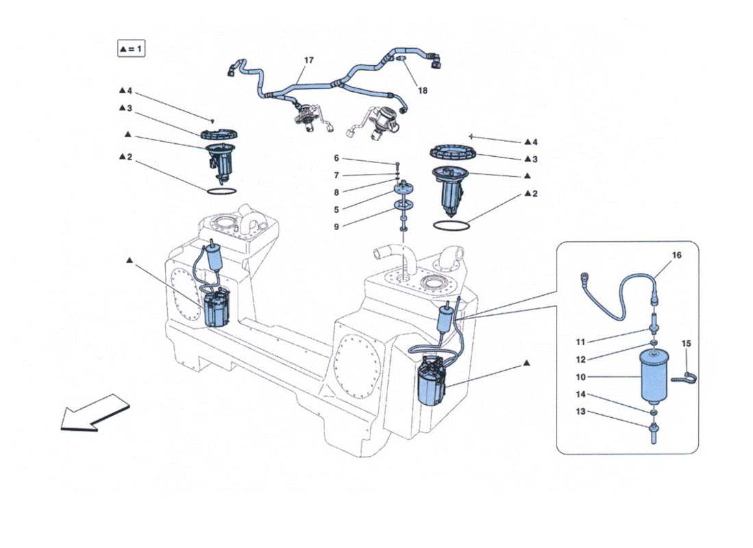 ferrari 458 challenge pompes et tuyaux d'alimentation schéma des pièces